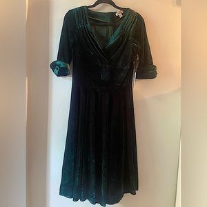 Unique Vintage Emerald Green Velvet Dress NWT